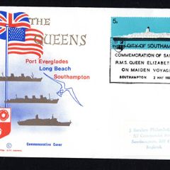 1969 Great Britain Cover Commemorating Sailing of RMS Queen Elizabeth 2 on Maidan Voyage on Illustrated Cover