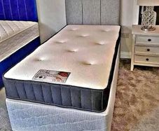 Brand New Stylish single Divan Beds.. Multiple Options Of Headboards. Tufted Memory Foam Mattresses Available. Drawers Storage Available