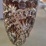 Vintage Germain Overlaid dark Amber Flashed Cut Crystal Glass Vase Image 10