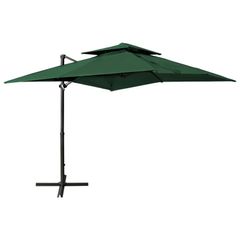 Cantilever Umbrella with Double Top 250x250 cm Green