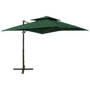 Cantilever Umbrella with Double Top 250x250 cm Green