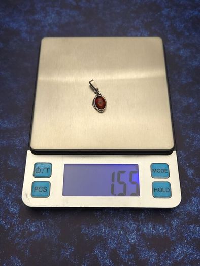 Vintage 925 Sterling Silver Natural Baltic Amber Charm