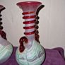 1960's pair Spanish Lafiore Scavo glass vases Image 5