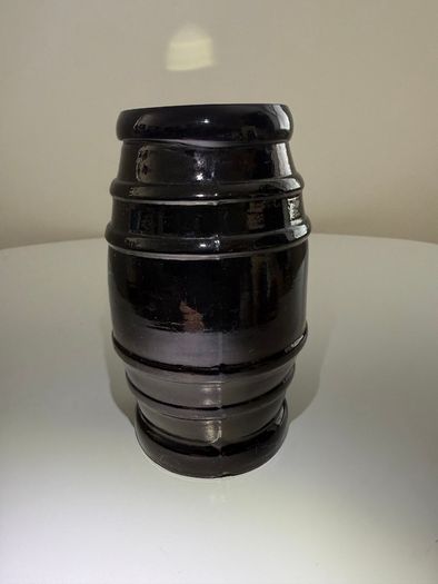 Pair of Antique Victorian Black Glass Barrel Jars (c. 1850s)