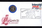 1976 Ireland Interphil Commemorative stamp with quarter Dollar Philatelic Numismatic Cover (PNC) with Patriots Day Interphil 76 cancel