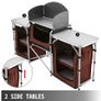 Brown Camping Outdoor Kitchen Table Cabinet Foldable Folding Cooking Storage Rack for BBQ Picnic X-Shaped Aluminum Alloy Bracket Image 2