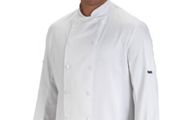 Dennys Long Sleeve White Jacket With Sewn-On Buttons