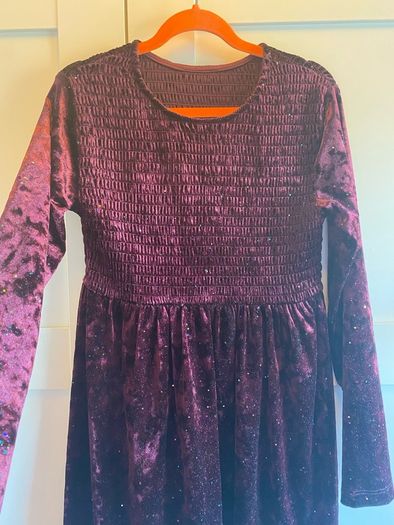 Girls sparkly burgundy / wine velvet dress age 9-10 yrs.