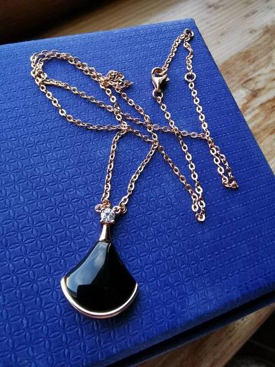 Sliver with  black agate necklace