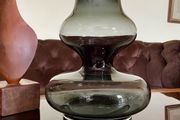 Large Rosenthal Studio Glass Vase Smoky Grey Bubble Hour Glass Shape Holmegaard Style