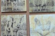Irish Farmyard Animal Wooden Coaster Set