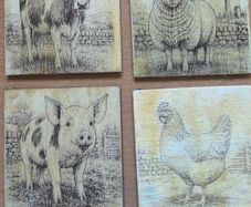 Irish Farmyard Animal Wooden Coaster Set