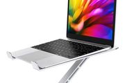 Ergonomic Foldable Computer Stand with Adjustable Height, Ventilated Aluminium Alloy Laptop Riser Desktop Book Stands Compatible with MacBook Air Pro, All 10-16" Laptops (Silver)