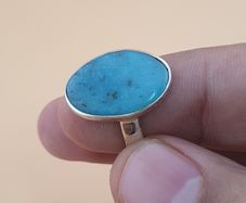 Beautiful Natural Arizona Turquoise Oval Stone Ring in Sterling Silver