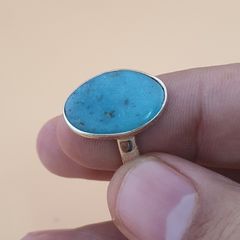 Beautiful Natural Arizona Turquoise Oval Stone Ring in Sterling Silver