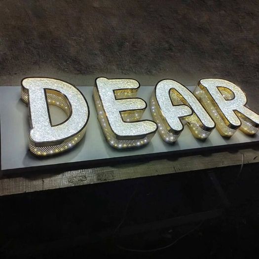 Custom Crystal Gold LED Letters - Any Word, Any Logo, Any Size