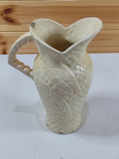 Price Bros Vintage mid-century jug vase cream leaf pattern made in England