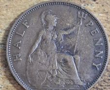 Great Britain UK 1935 Half Penny George V Coin - free standard postage