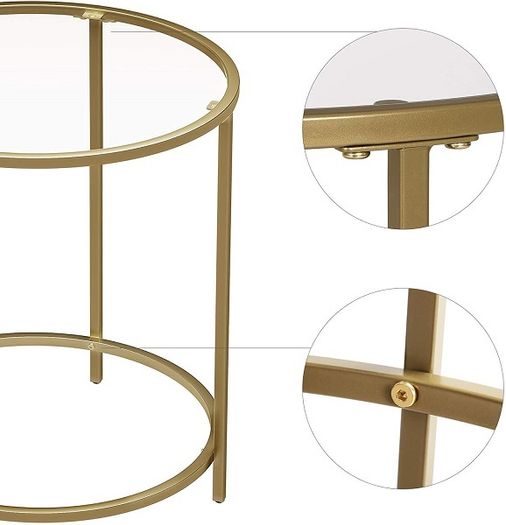 New Modern Round Glass Side Table Living Room- FREE P&P