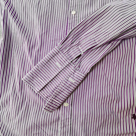 Ralph Lauren - Womens - Size 10 - Purple Stripe Long Sleeve Cotton Shirt