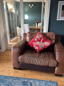 Brown leather couch