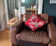 Brown leather couch