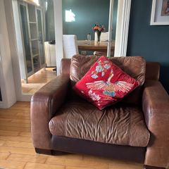 Brown leather couch