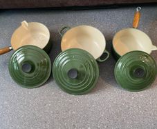 Le Creuset Cast Iron Moss Green Saucepan And Pot Set