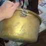 Large Antique Brass Cauldron Jam Pan with Iron Handle and Copper Rivets Image 8
