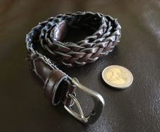 Girls brown plaited fashion belt