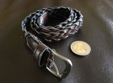 Girls brown plaited fashion belt