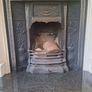 Castiron fireplace and surround plus marble mantlepiece and black stone heart Image 2