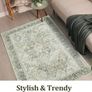 Rugs Living Room Large Rug 160x230 cm Soft Low Pile Rugs for Bedroom Classic Carpet for Kitchen Dining Room Anti-Slip Non Shedding, Green Image 2