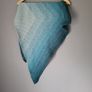 Handmade crochet triangle wool shawl wrap. Teal and mint gradient ombre shawl Image 4