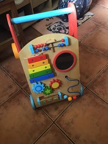 wooden baby walker