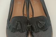 Black Glitter Tassel Loafers Size 6
