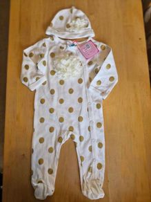 Soft Touch baby sleepsuit & hat
