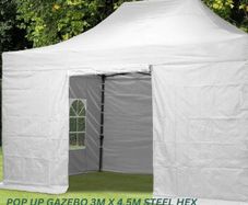 Heavy Duty Pop Up Gazebo Steel 40mm Hex 3m x 4.5m