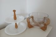 Danish Style  Cake Stand and Serving Bowl