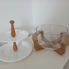 Danish Style  Cake Stand and Serving Bowl