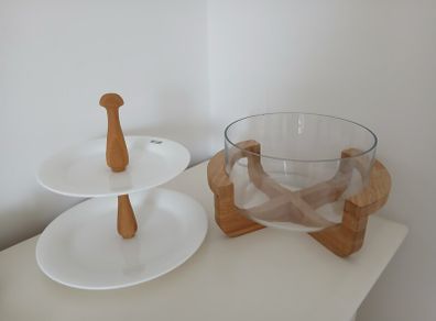 Danish Style  Cake Stand and Serving Bowl