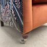 Luxury Jo Wingback Chair Burnt Orange Velvet & Botanical Fabric Accent Image 3
