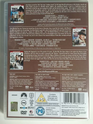 John Wayne Western Trilogy Boxset (True Grit, Sons Of Katie Elder, Man Who Shot Liberty Valance) [3xMovie DVD]