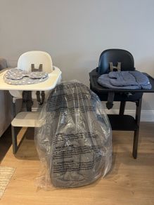 Stokke Steps Complete Bundle - 2 High Chairs, Newborn Bouncer, Baby Sets, Trays  & Cushions