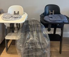 Stokke Steps Complete Bundle - 2 High Chairs, Newborn Bouncer, Baby Sets, Trays  & Cushions