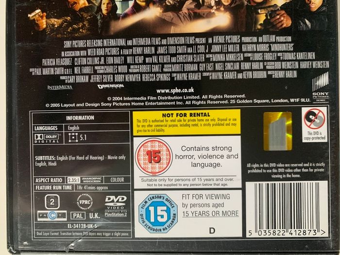 Mindhunters [2005] Kathryn Morris, LL Cool J, Jonny Lee Miller, Patricia Velasquez, Clifton Collins Jr., Christian Slater & Val Kilmer [Movie DVD]
