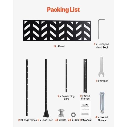 Metal Privacy Screen, 47" W x 72" H, Outdoor Privacy Screens 5-Panel, Freestanding Outdoor Divider with Stand, Decorative Garden Steel Privacy Fence for Balcony Patio Indoor Room Black