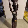 African Wood Sculpture of Woman pregnant Carrying Basket on her Head. East African Art Statue. Traditional Hand-Carved Figurine Image 6