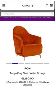 Armchair velvet Orange