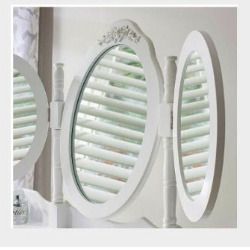 Elegant White Dressing Table 3 Oval Mirror with 7 Drawers